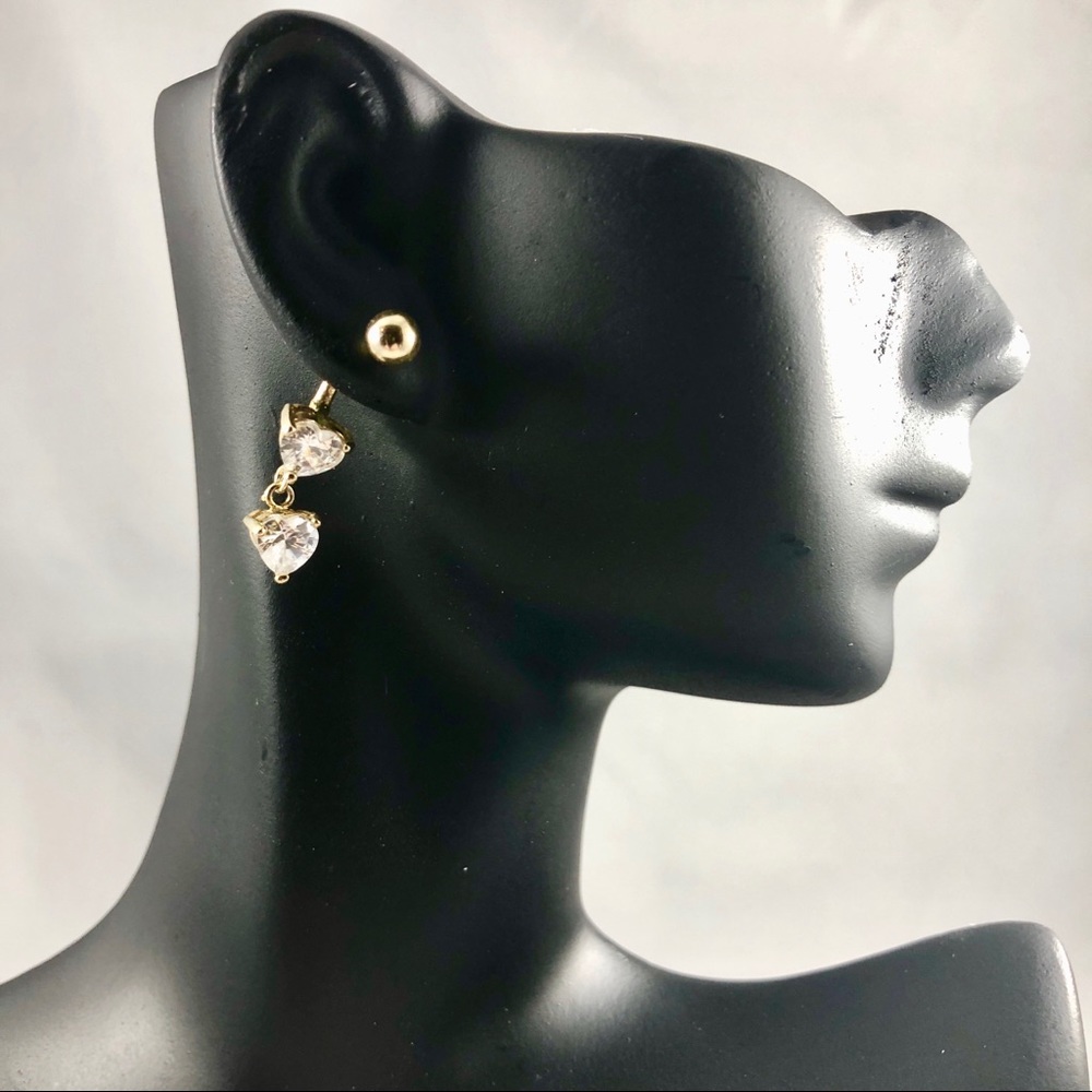Front Screw Gold & CZ Set Funky Earrings
